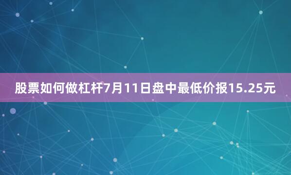 股票如何做杠杆7月11日盘中最低价报15.25元